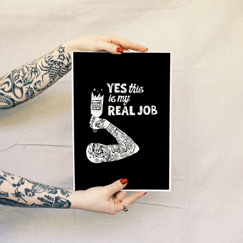 'Real Job' Print - Black