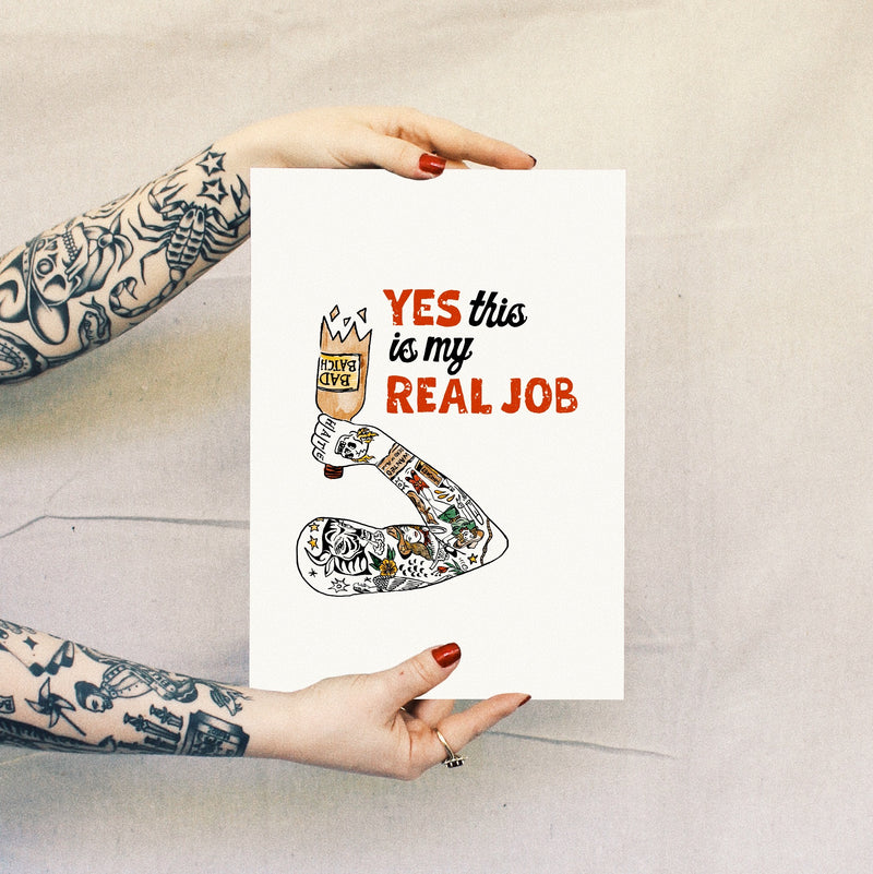 'Real Job' Print - White