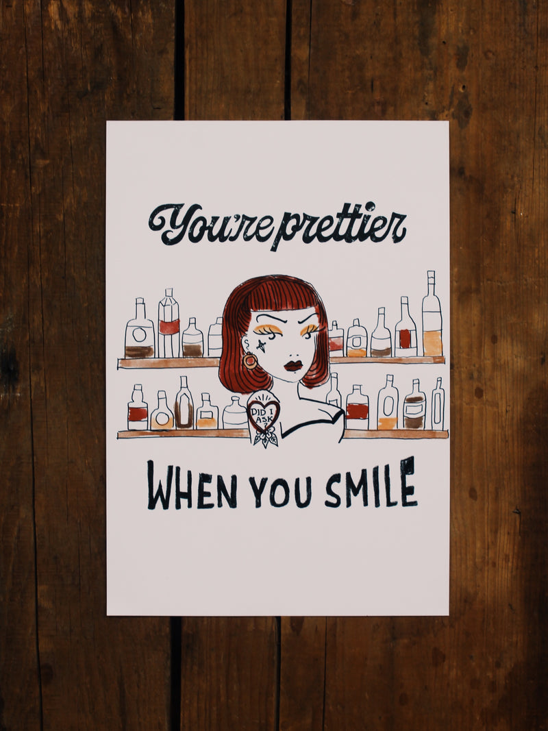 'Smile' Print - White