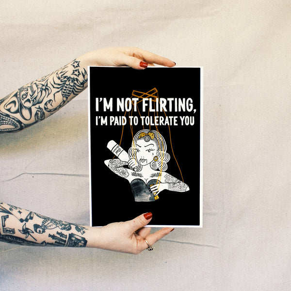 'Not Flirting' Print - Black