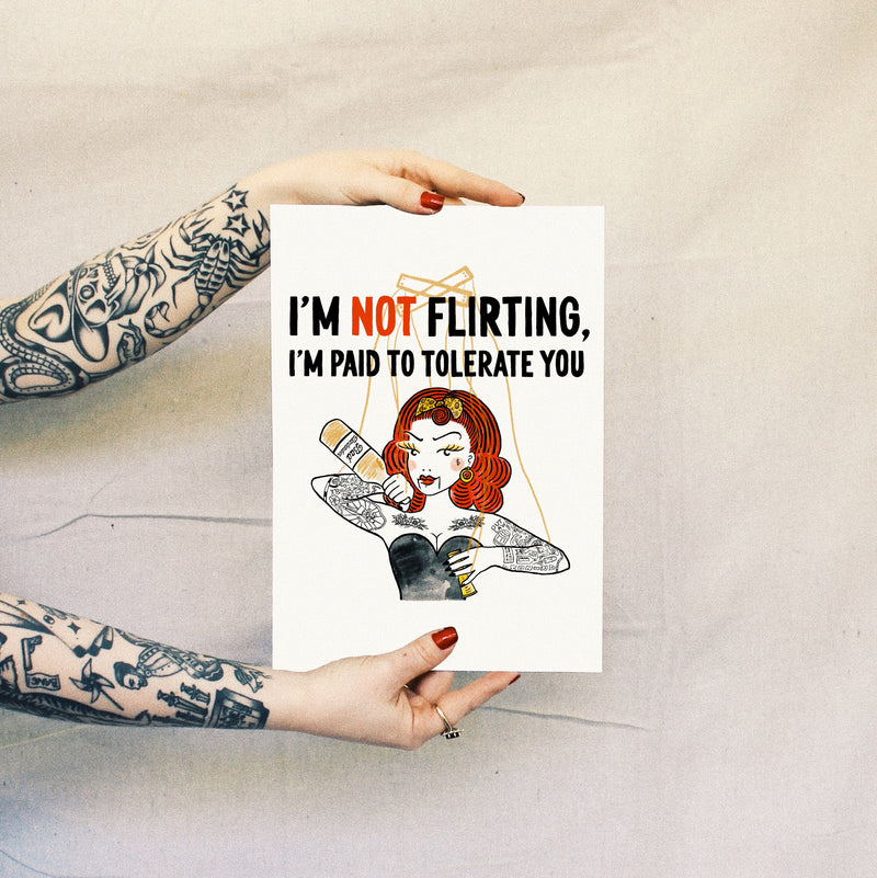 'Not Flirting' Print - White