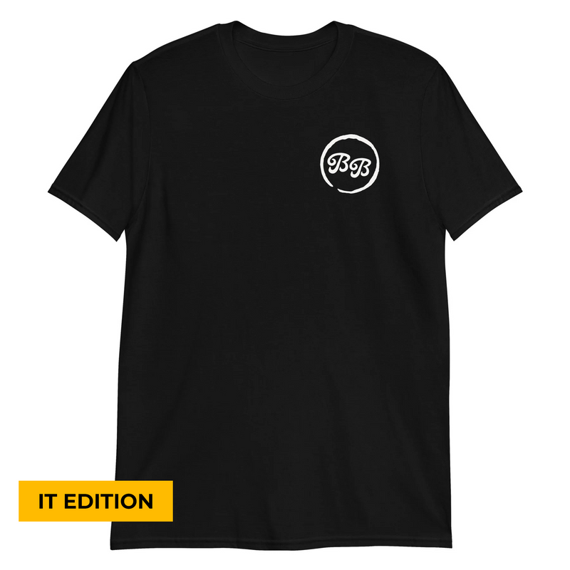 'IT Server Room' on Back Unisex Black T-Shirt