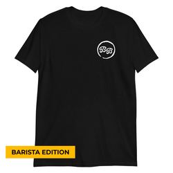 'Barista Coldroom' on Back Unisex Black T-Shirt