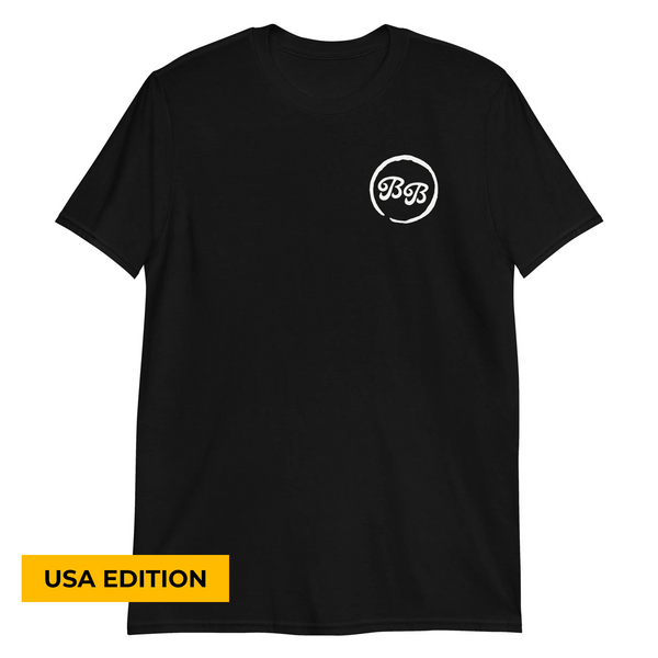 'USA Walk-In' on Back Unisex Black T-Shirt